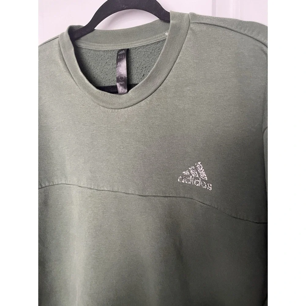 adidas Stadium Fleece Badge of Sport Men's 2XL Army Green Pullover Sweatshirt